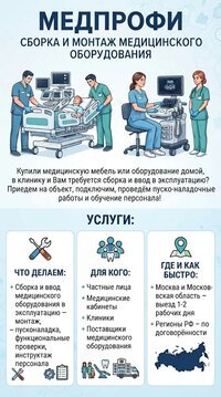 Установка и сборка медицинского оборудования и мебели