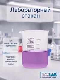 Стакан лабораторный низкий Н1-1000 мл с делениями, ТХС (1уп/10шт.)(025.01.901)