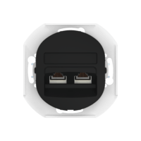 Розетка скрытой установки двойная компьютерная CADUCEUS ALING EON с модулями Keystone RJ45 8P8C, cat.6, UTP, механизм
