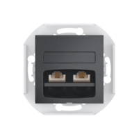 Розетка скрытой установки CADUCEUS ALING PRESTIGE с модулями Keystone 2хRJ12 6P6C cat. 3, двойная, телефонная, механизм