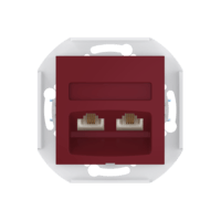 Розетка скрытой установки CADUCEUS ALING PRESTIGE с модулями Keystone 2хRJ12 6P6C cat. 3, двойная, телефонная, механизм