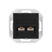Розетка скрытой установки CADUCEUS ALING PRESTIGE с модулями Keystone 2хRJ12 6P6C cat. 3, двойная, телефонная, механизм