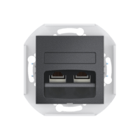 Розетка скрытой установки CADUCEUS ALING PRESTIGE двойная компьютерная с модулями Keystone RJ45 8P8C, cat.6, UTP, механизм