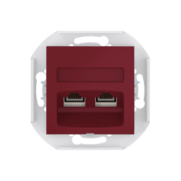Розетка скрытой установки CADUCEUS ALING PRESTIGE двойная компьютерная с модулями Keystone RJ45 8P8C, cat.6, UTP, механизм