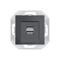 Розетка скрытой установки CADUCEUS ALING PRESTIGE двойная, USB, тип А, для зарядки устройств, 2,1А, 5В=, 250В~, механизм