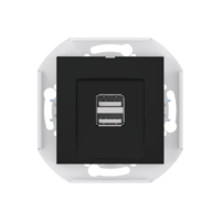 Розетка скрытой установки CADUCEUS ALING PRESTIGE двойная, USB, тип А, для зарядки устройств, 2,1А, 5В=, 250В~, механизм