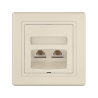 Розетка скрытой установки CADUCEUS ALING PRESTIGE с модулями Keystone 2хRJ12 6P4C, двойная, телефонная
