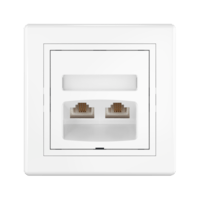 Розетка скрытой установки CADUCEUS ALING PRESTIGE с модулями Keystone 2хRJ12 6P6C cat. 3, двойная, телефонная
