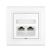 Розетка скрытой установки CADUCEUS ALING PRESTIGE двойная, компьютерная с модулями Keystone RJ45 8P8C, cat.5e, UTP