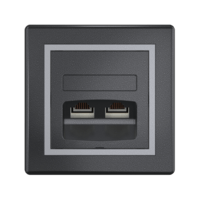 Розетка скрытой установки CADUCEUS ALING PRESTIGE двойная, компьютерная с модулями Keystone RJ45 8P8C, cat.5e, UTP