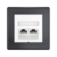 Розетка скрытой установки CADUCEUS ALING PRESTIGE двойная, компьютерная с модулями Keystone RJ45 8P8C, cat.5e, UTP