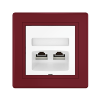 Розетка скрытой установки CADUCEUS ALING PRESTIGE двойная, компьютерная с модулями Keystone RJ45 8P8C, cat.5e, UTP