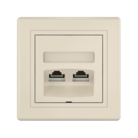 Розетка скрытой установки CADUCEUS ALING PRESTIGE двойная, компьютерная с модулями Keystone RJ45 8P8C, cat.5e, UTP
