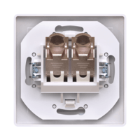 Розетка скрытой установки CADUCEUS ALING PRESTIGE двойная, компьютерная с модулями Keystone RJ45 8P8C, cat.5e, FTP