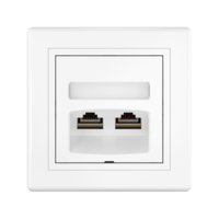 Розетка скрытой установки CADUCEUS ALING PRESTIGE двойная, компьютерная с модулями Keystone RJ45 8P8C, cat.5e, FTP