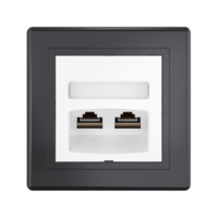 Розетка скрытой установки CADUCEUS ALING PRESTIGE двойная, компьютерная с модулями Keystone RJ45 8P8C, cat.5e, FTP