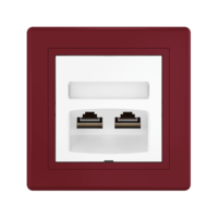 Розетка скрытой установки CADUCEUS ALING PRESTIGE двойная, компьютерная с модулями Keystone RJ45 8P8C, cat.5e, FTP