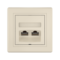 Розетка скрытой установки CADUCEUS ALING PRESTIGE двойная, компьютерная с модулями Keystone RJ45 8P8C, cat.5e, FTP