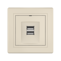 Розетка скрытой установки CADUCEUS ALING PRESTIGE двойная, USB, тип А, для зарядки устройств, 2,1А, 5В=, 250В~