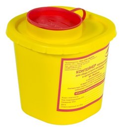Емкость-контейнер одноразовая (желтого цвета) МК-01 "Медком" (для сбора острого инструментария класса Б) 0,5 литров